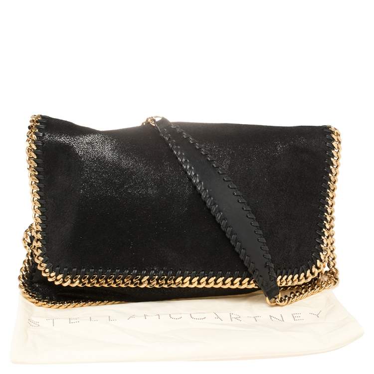 Pre Owned Stella McCartney Black Faux Leather Falabella Flap Shoulder Bag