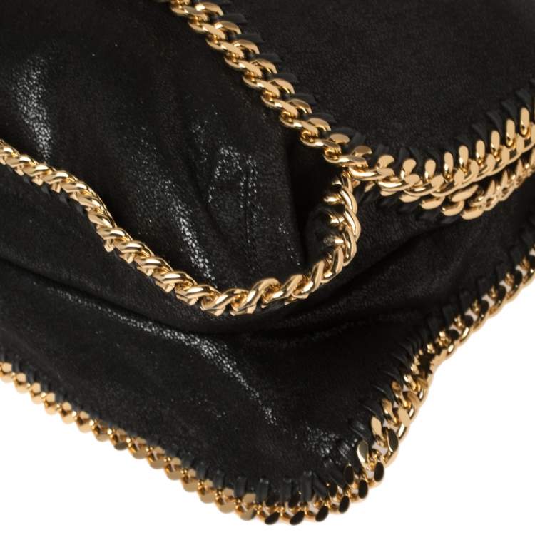 Pre Owned Stella McCartney Black Faux Leather Falabella Flap Shoulder Bag