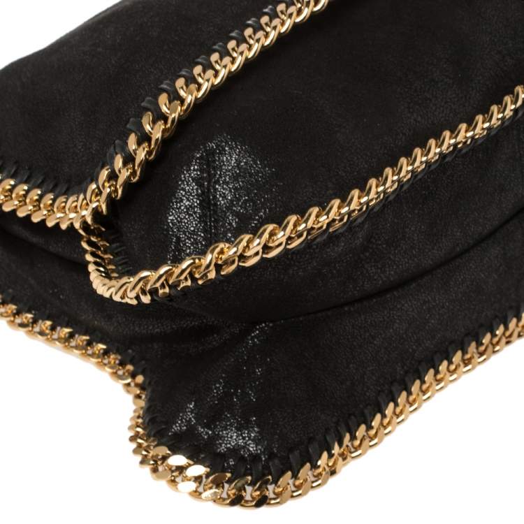 Pre Owned Stella McCartney Black Faux Leather Falabella Flap Shoulder Bag