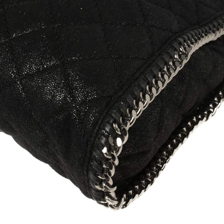 Pre Owned Stella McCartney Black Shimmery Faux Leather Small Falabella Tote