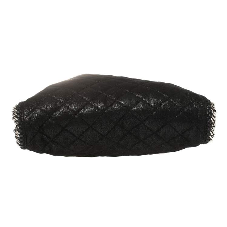 Pre Owned Stella McCartney Black Shimmery Faux Leather Small Falabella Tote