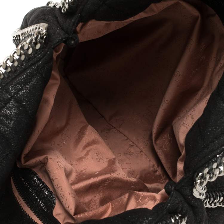 Pre Owned Stella McCartney Black Shimmery Faux Leather Small Falabella Tote