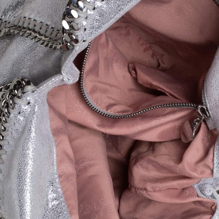 Pre Owned Stella McCartney Silver Shimmery Faux Leather Small Falabella Tote