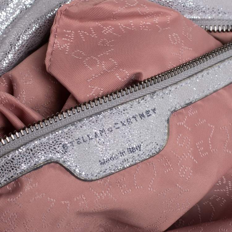 Pre Owned Stella McCartney Silver Shimmery Faux Leather Small Falabella Tote
