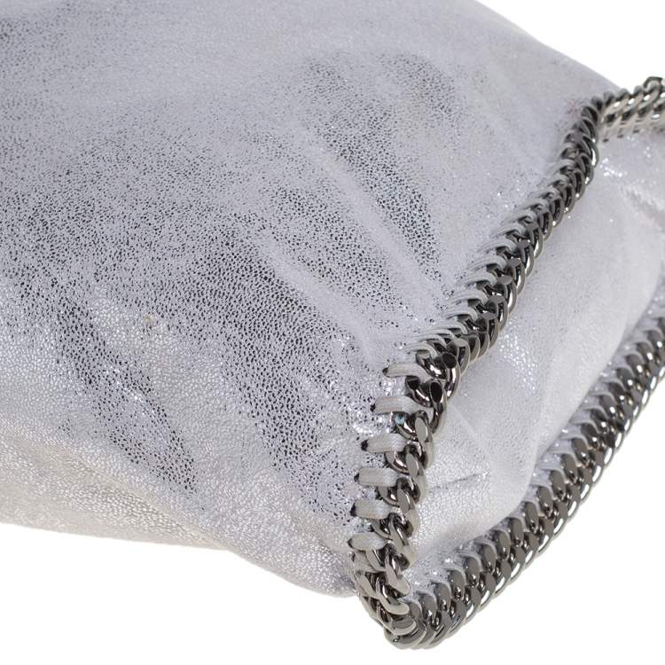 Pre Owned Stella McCartney Silver Shimmery Faux Leather Small Falabella Tote