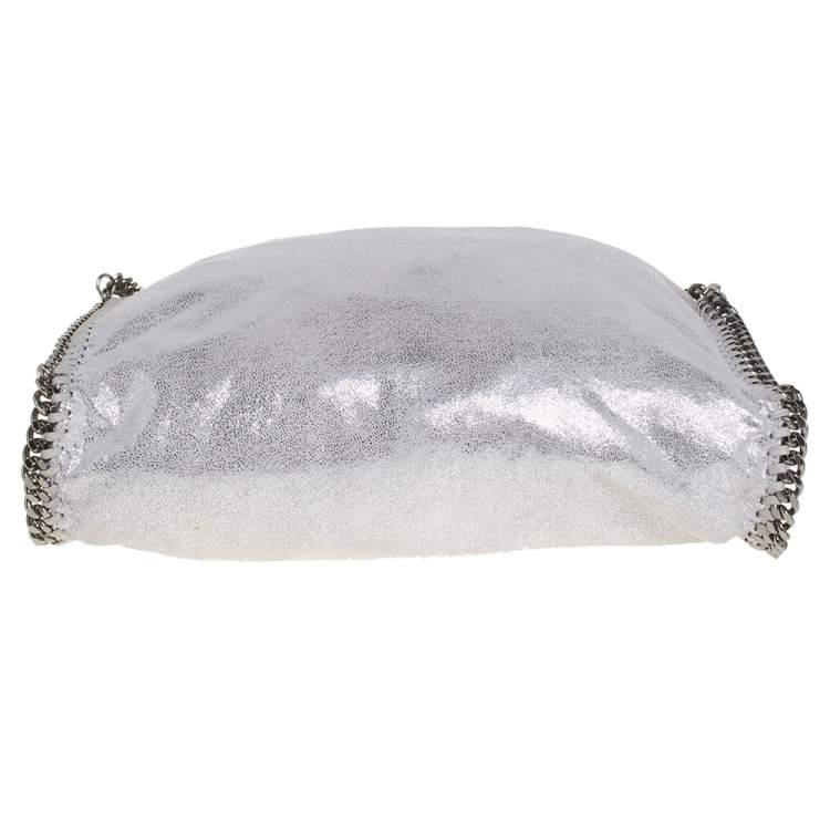 Pre Owned Stella McCartney Silver Shimmery Faux Leather Small Falabella Tote
