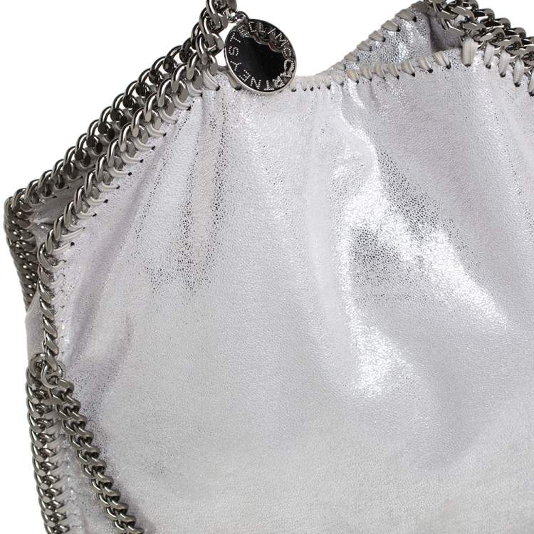 Pre Owned Stella McCartney Silver Shimmery Faux Leather Small Falabella Tote