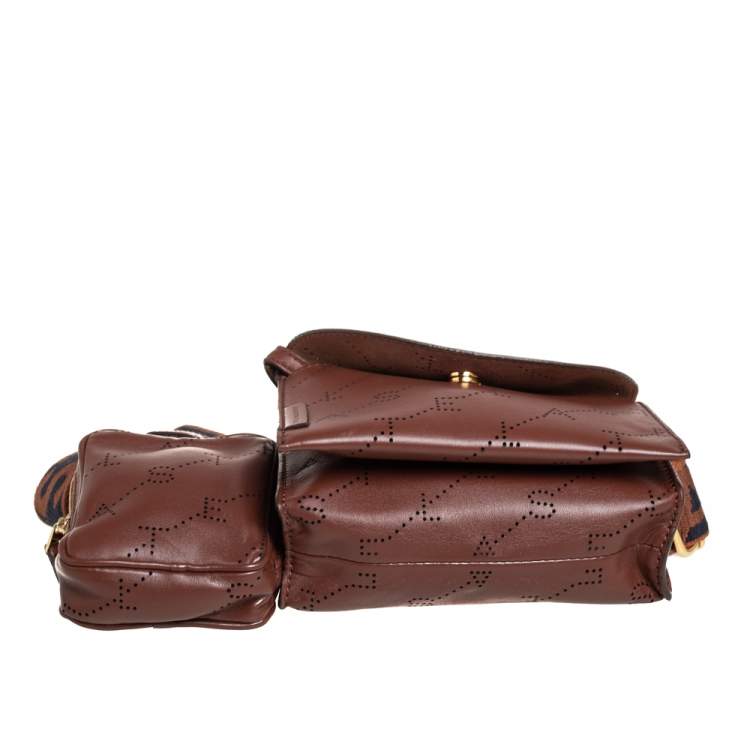 Pre Owned Stella McCartney Brown Monogram Faux Leather Utility Belt Bag