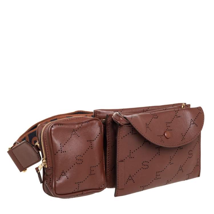 Pre Owned Stella McCartney Brown Monogram Faux Leather Utility Belt Bag