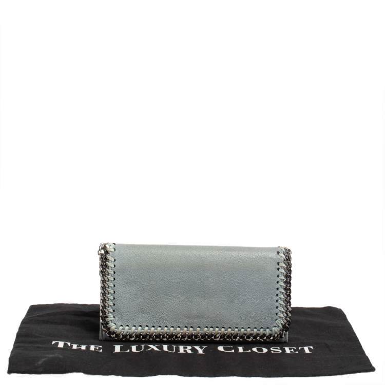 Pre Owned Stella McCartney Blue Faux Leather Falabella Wallet