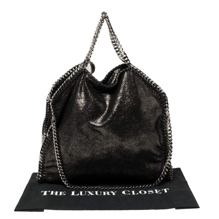 مملوكة مسبقًا Stella McCartney Metallic Black Faux Leather Small Falabella Tote