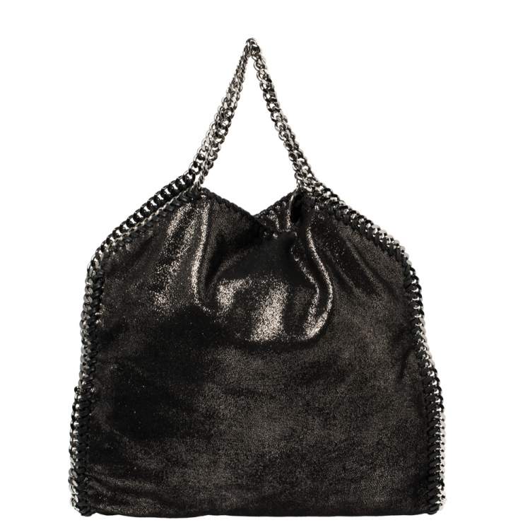 مملوكة مسبقًا Stella McCartney Metallic Black Faux Leather Small Falabella Tote