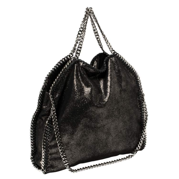 مملوكة مسبقًا Stella McCartney Metallic Black Faux Leather Small Falabella Tote