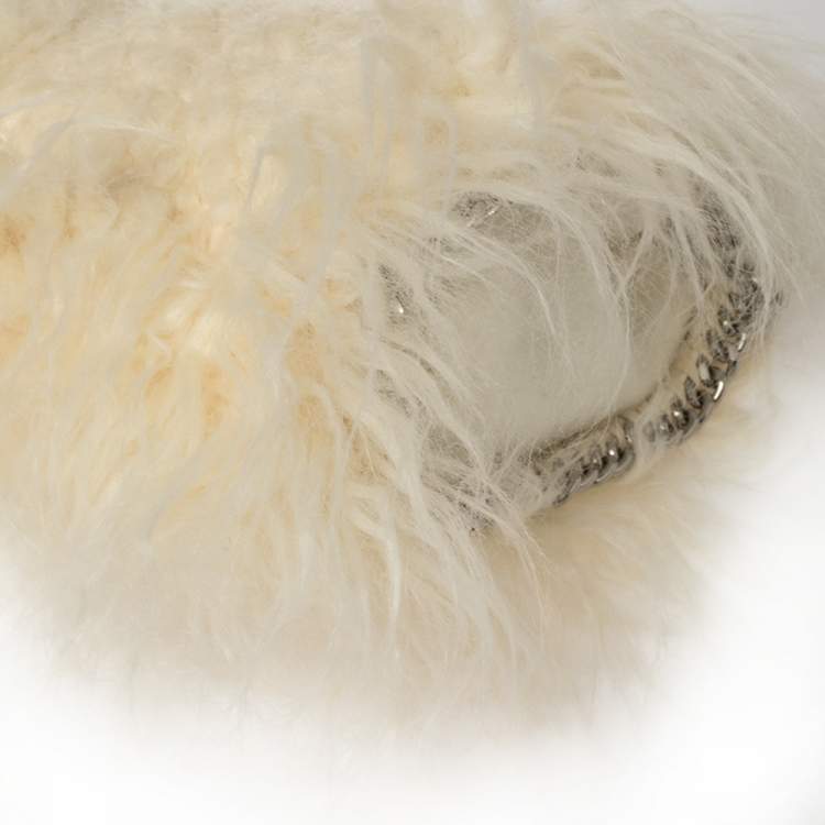 مملوكة مسبقًا Stella McCartney Cream Faux Fur Tiny Falabella Crossbody Bag