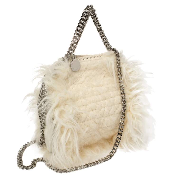 مملوكة مسبقًا Stella McCartney Cream Faux Fur Tiny Falabella Crossbody Bag