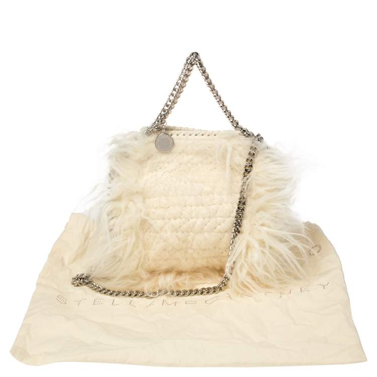مملوكة مسبقًا Stella McCartney Cream Faux Fur Tiny Falabella Crossbody Bag