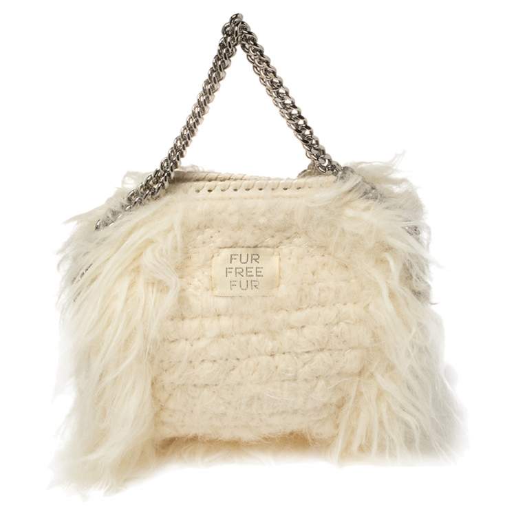 مملوكة مسبقًا Stella McCartney Cream Faux Fur Tiny Falabella Crossbody Bag