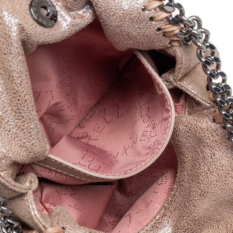 Pre Owned Stella McCartney Metallic Beige Faux Leather Tiny Falabella Shoulder Bag