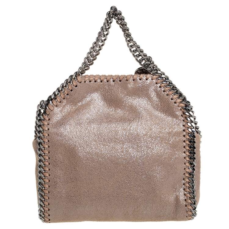 Pre Owned Stella McCartney Metallic Beige Faux Leather Tiny Falabella Shoulder Bag
