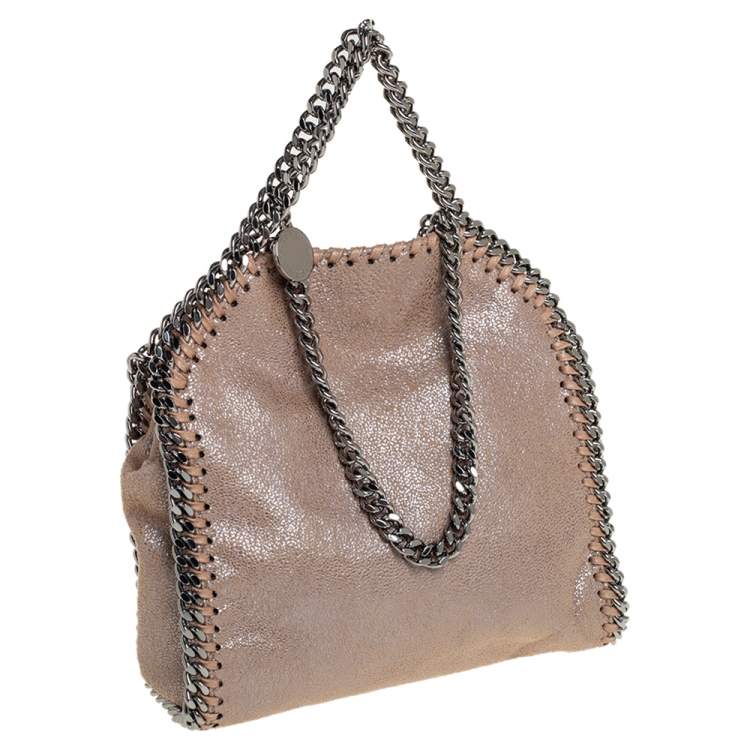 Pre Owned Stella McCartney Metallic Beige Faux Leather Tiny Falabella Shoulder Bag