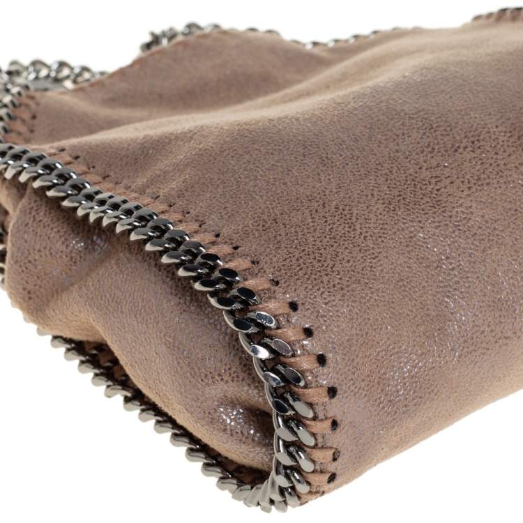 Pre Owned Stella McCartney Metallic Beige Faux Leather Tiny Falabella Shoulder Bag