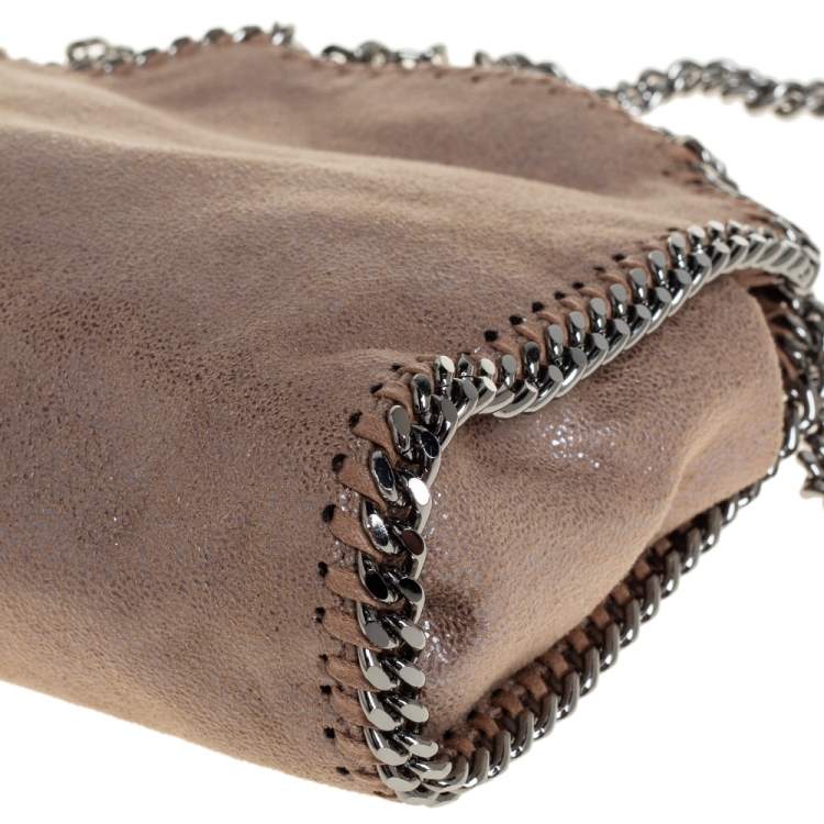 Pre Owned Stella McCartney Metallic Beige Faux Leather Tiny Falabella Shoulder Bag