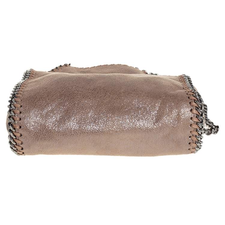 Pre Owned Stella McCartney Metallic Beige Faux Leather Tiny Falabella Shoulder Bag