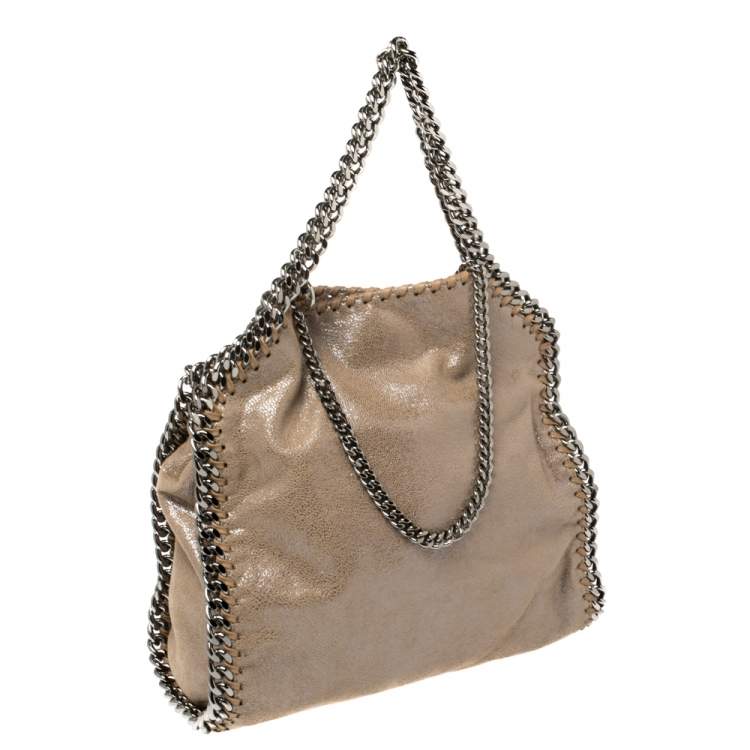 Pre Owned Stella McCartney Beige Faux Leather Mini Falabella Shaggy Deer Tote