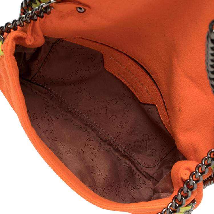 Pre Owned Stella McCartney Neon Orange Faux Leather Falabella Flap Crossbody Bag