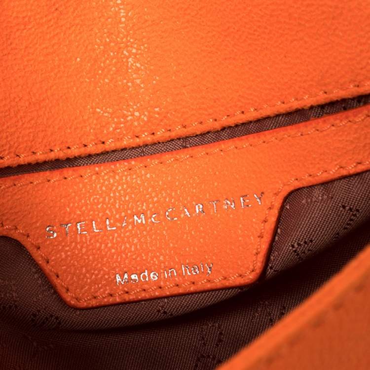 Pre Owned Stella McCartney Neon Orange Faux Leather Falabella Flap Crossbody Bag
