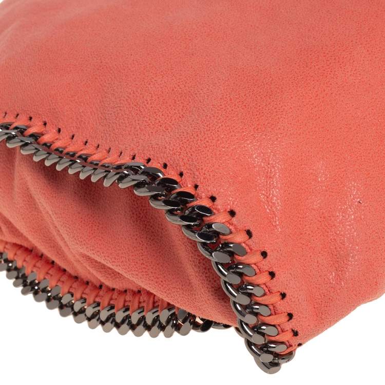 Pre Owned Stella McCartney Coral Orange Faux Suede Small Falabella Tote