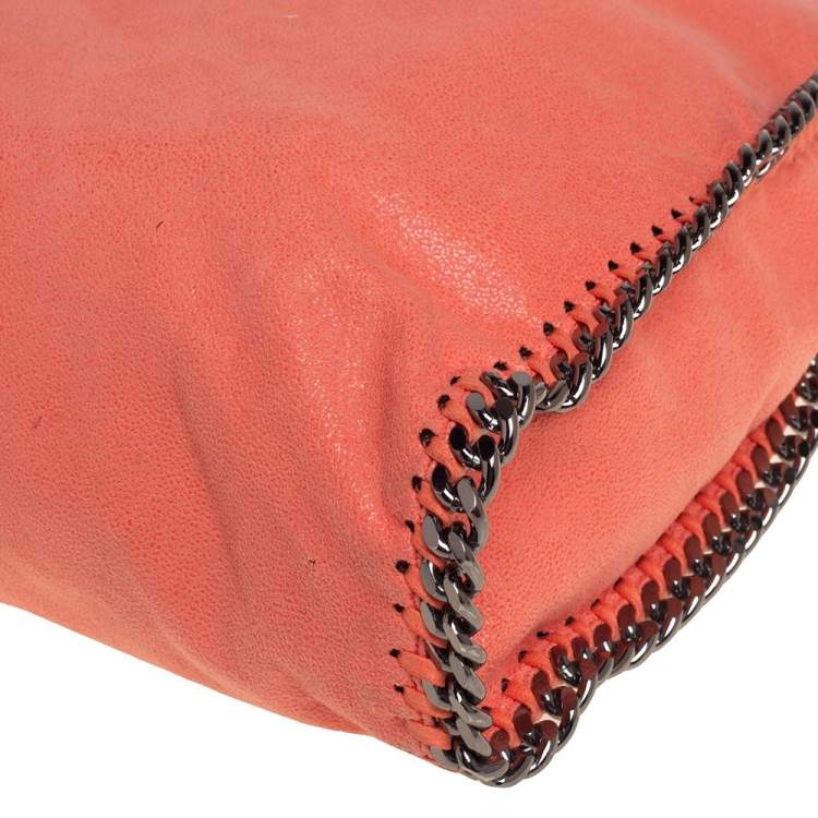Pre Owned Stella McCartney Coral Orange Faux Suede Small Falabella Tote