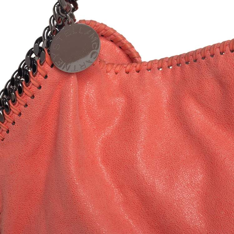 Pre Owned Stella McCartney Coral Orange Faux Suede Small Falabella Tote