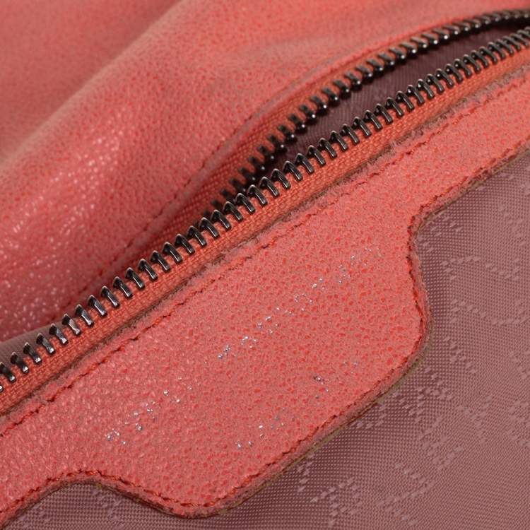 Pre Owned Stella McCartney Coral Orange Faux Suede Small Falabella Tote