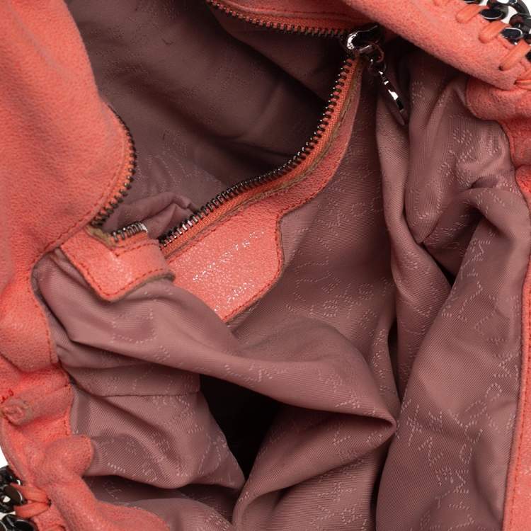 Pre Owned Stella McCartney Coral Orange Faux Suede Small Falabella Tote