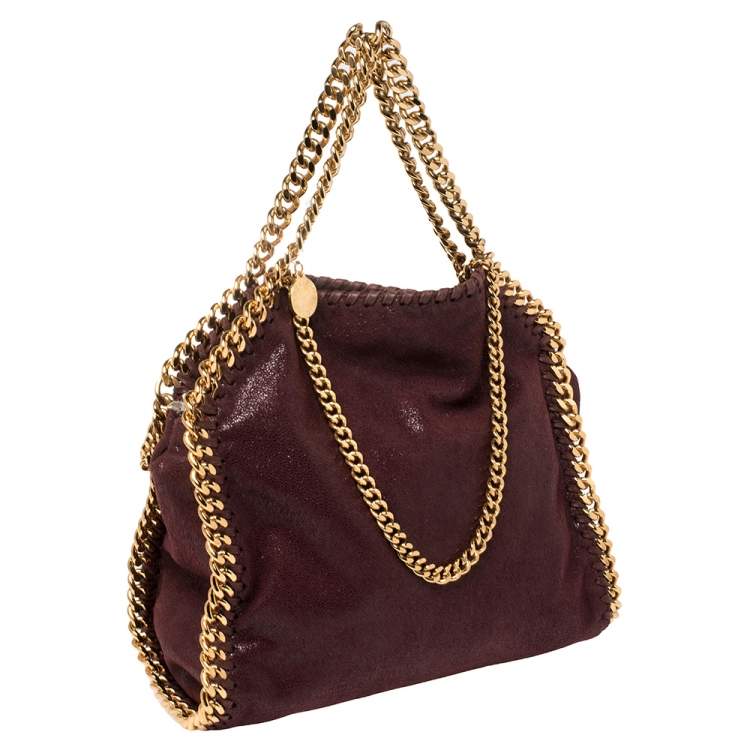Pre Owned Stella McCartney Burgundy Faux Leather Mini Falabella Tote