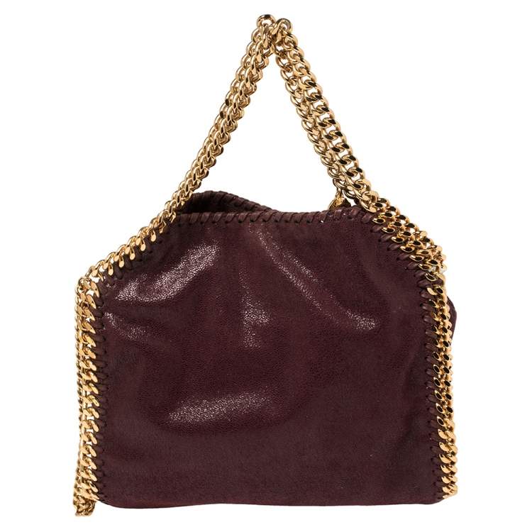 Pre Owned Stella McCartney Burgundy Faux Leather Mini Falabella Tote