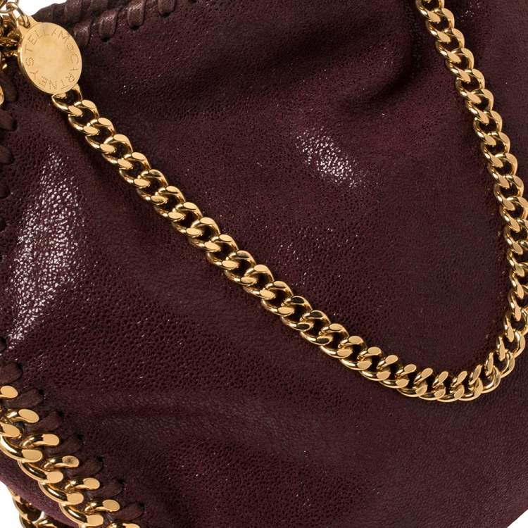 Pre Owned Stella McCartney Burgundy Faux Leather Mini Falabella Tote