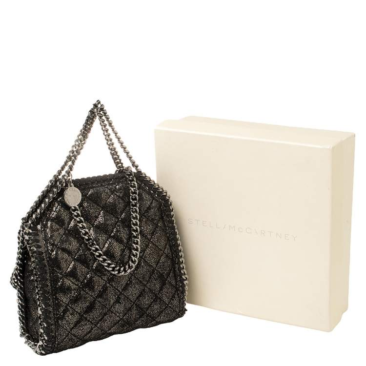 Pre Owned Stella McCartney Metallic Black Faux Suede Falabella Crossbody Bag