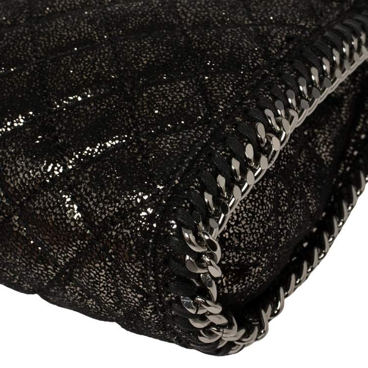 Pre Owned Stella McCartney Metallic Black Faux Suede Falabella Crossbody Bag