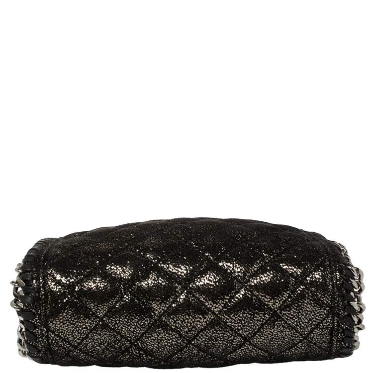 Pre Owned Stella McCartney Metallic Black Faux Suede Falabella Crossbody Bag