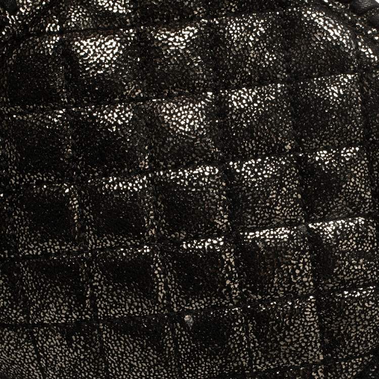 Pre Owned Stella McCartney Metallic Black Faux Suede Falabella Crossbody Bag
