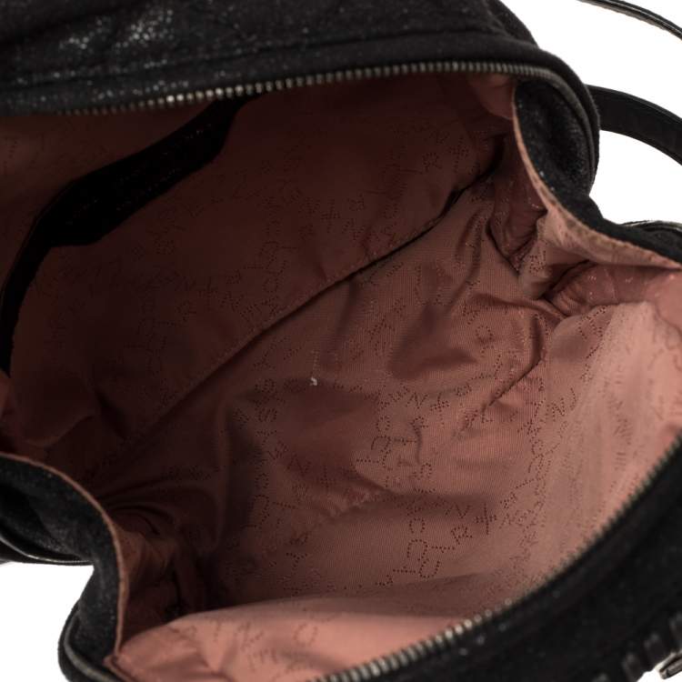 Pre Owned Stella McCartney Black Faux Leather Falabella Backpack