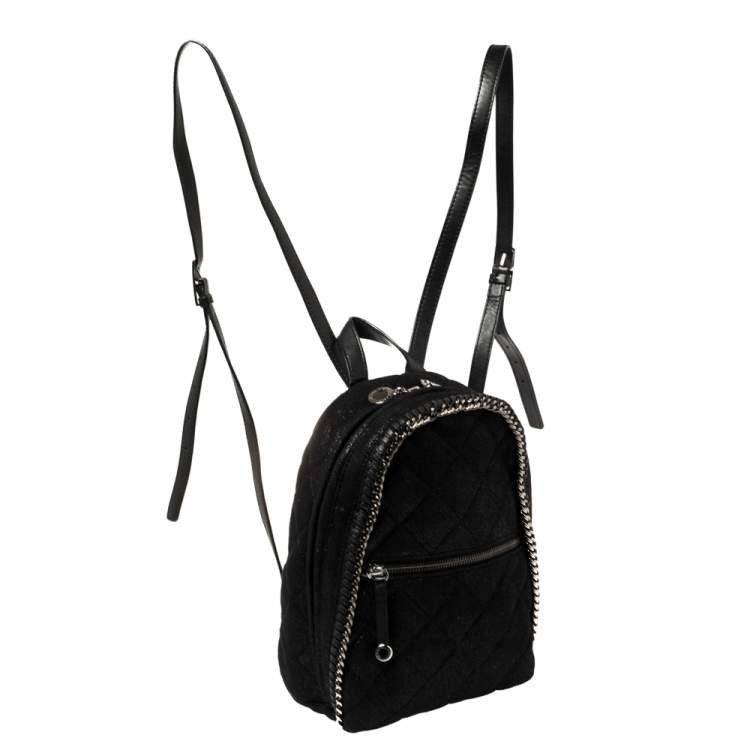Pre Owned Stella McCartney Black Faux Leather Falabella Backpack
