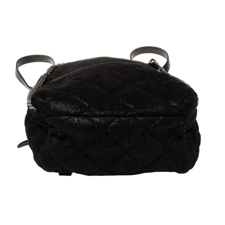 Pre Owned Stella McCartney Black Faux Leather Falabella Backpack