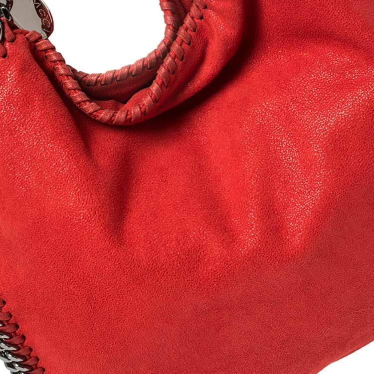 Pre Owned Stella McCartney Red Faux Suede Small Falabella Tote