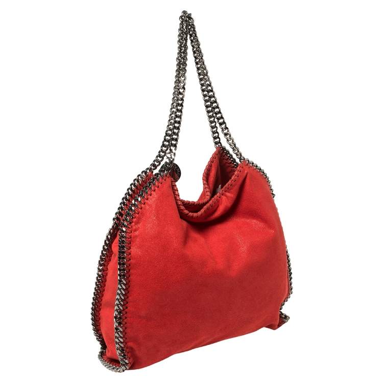 Pre Owned Stella McCartney Red Faux Suede Small Falabella Tote
