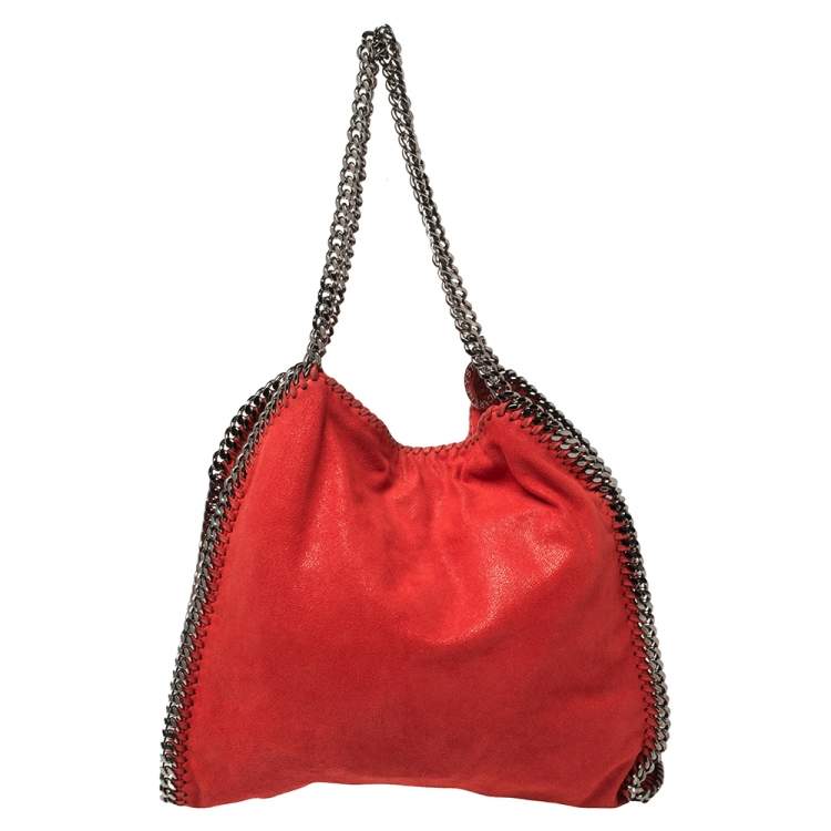 Pre Owned Stella McCartney Red Faux Suede Small Falabella Tote