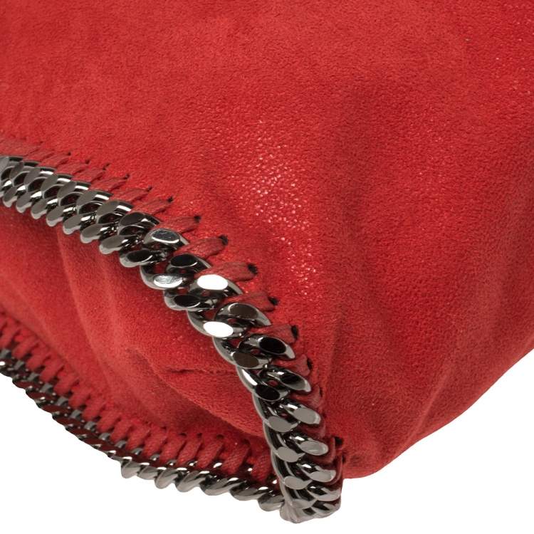 Pre Owned Stella McCartney Red Faux Suede Small Falabella Tote