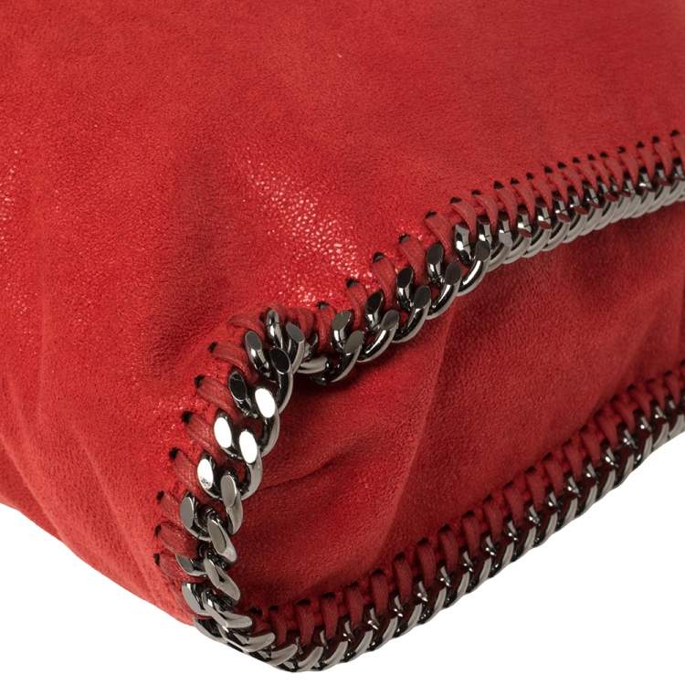 Pre Owned Stella McCartney Red Faux Suede Small Falabella Tote